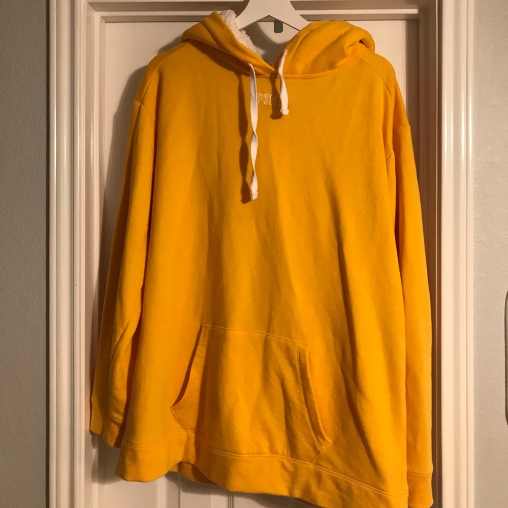 PINK yellow sherpa lined hooded sweater